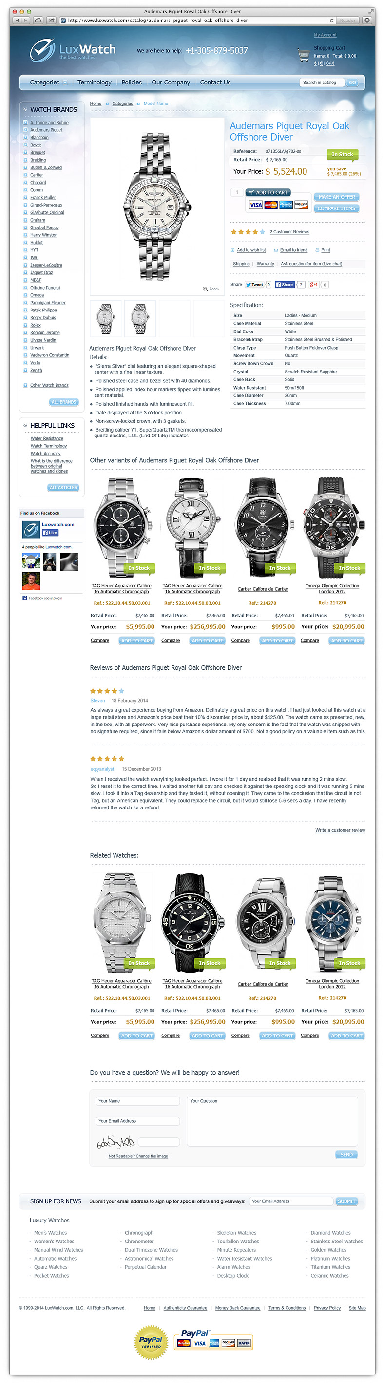 Product page of online store managed by magento. Magento Development in Florida